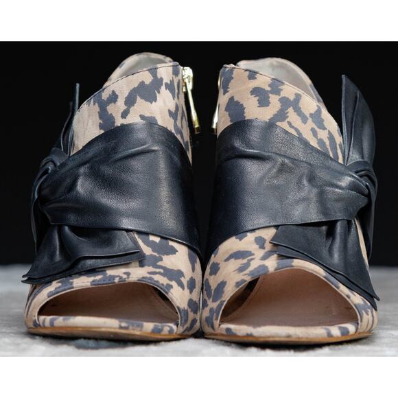 Louise Et Cie Lo Idola Leopard Print Heeled Ankle Boot Peep Toe Womens 8.5 - Picture 2 of 16
